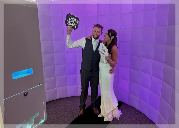 Guests enjoying the LED Inflatable Photo Booth at an large event in Nottingham