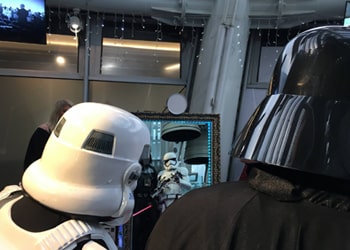 guests at a Halloween party in Nottingham enjoying the Star Eventz Magic Mirror Photo Booth